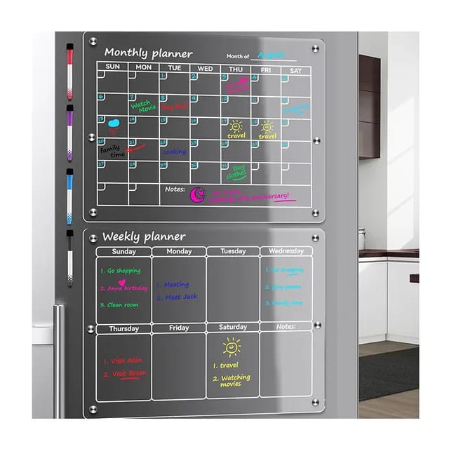 2 pcs set magnetic Montly/ WEEKLY fridge planner