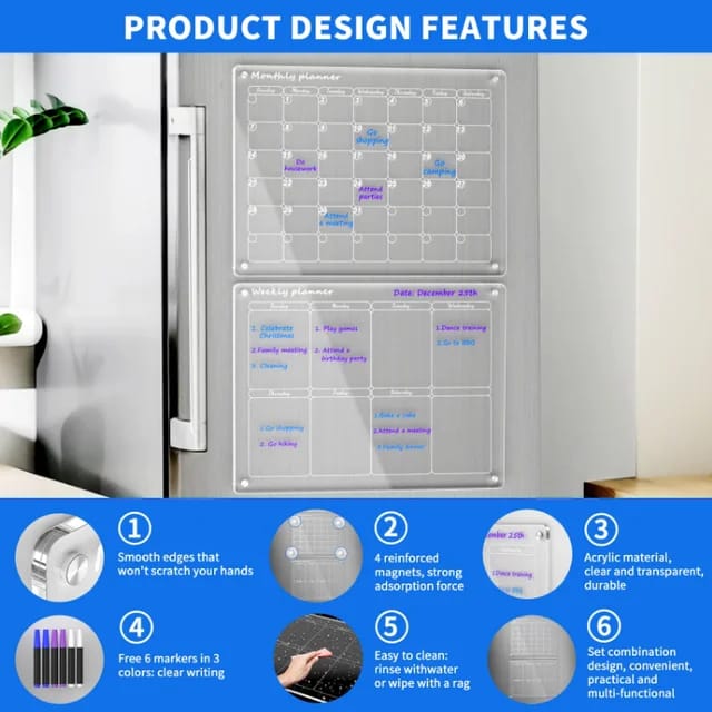 2 pcs set magnetic Montly/ WEEKLY fridge planner