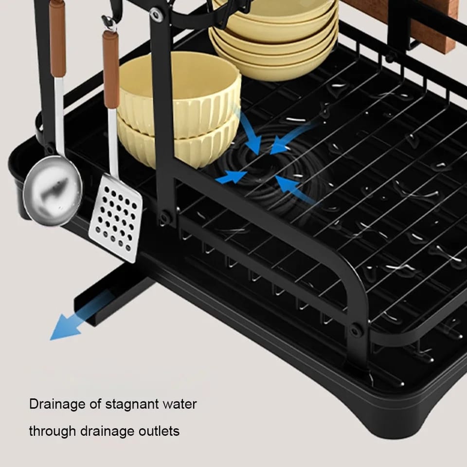 2 Tier Dish Drying Rack with Drip Tray