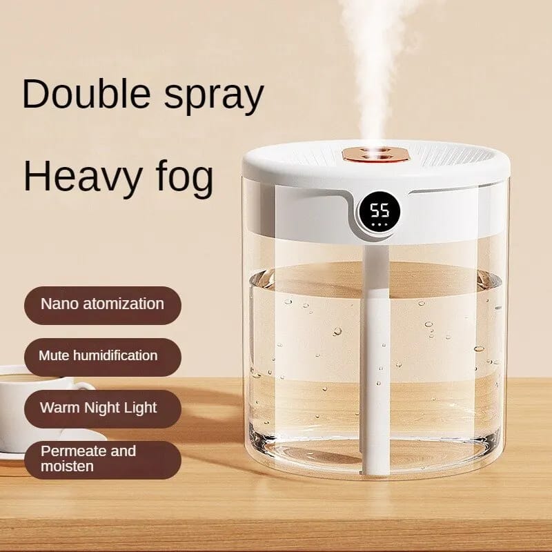 2L Double Nozzle Air Humidifier With LCD Humidity
