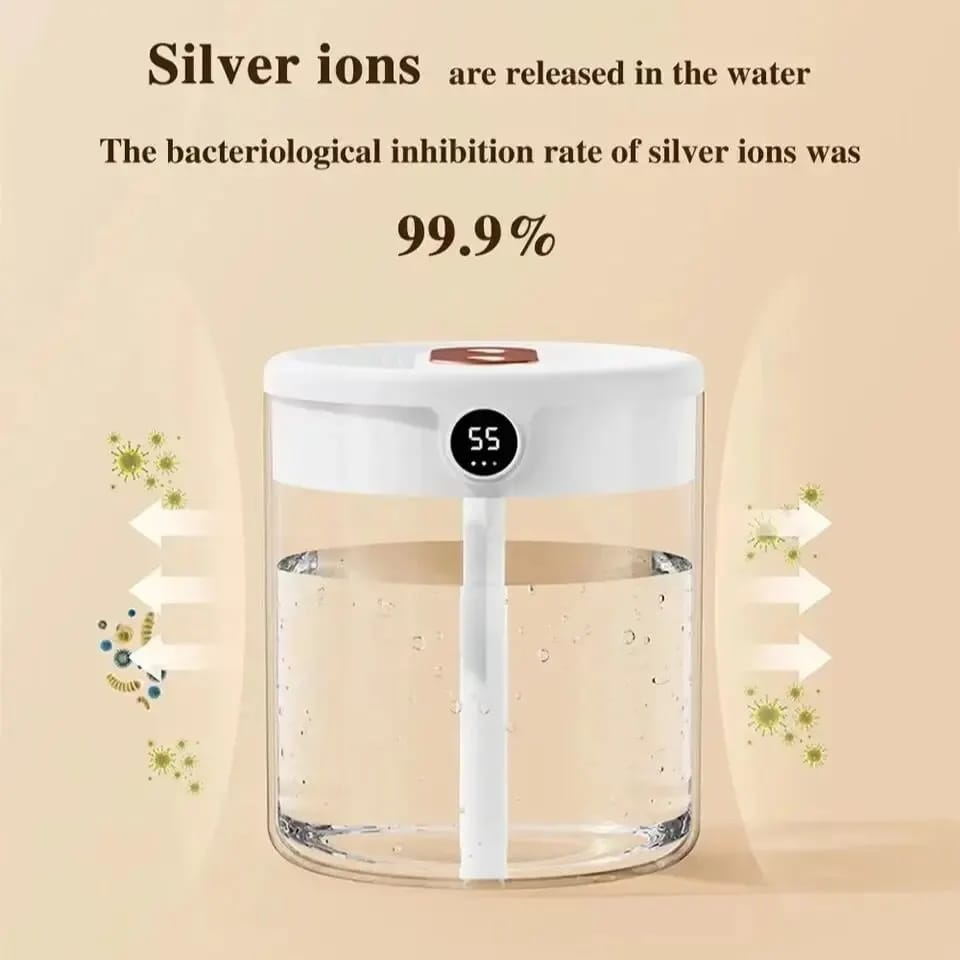 2L Double Nozzle Air Humidifier With LCD Humidity