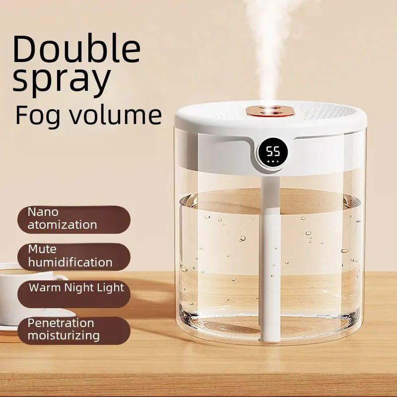 2L Double Nozzle Air Humidifier With LCD Humidity