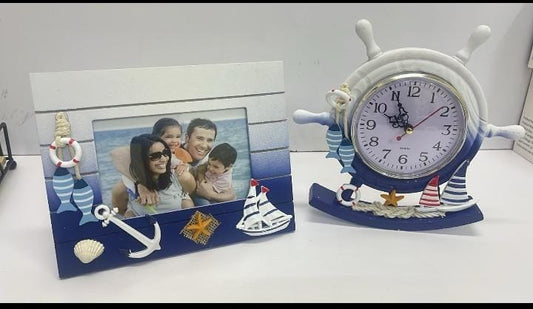 Wooden photo frame + swing clock ornament
