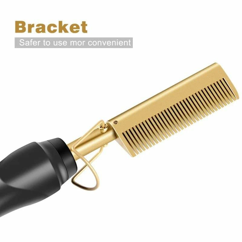 Electric hair straightener and curling hot comb