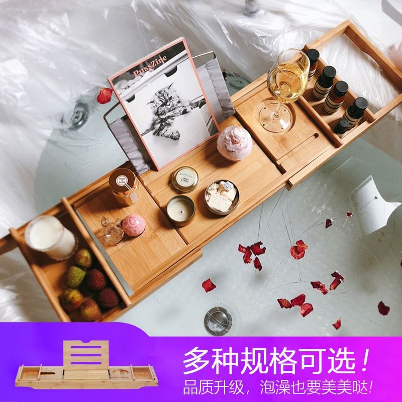 Expandable Bamboo bathtub caddy Tray