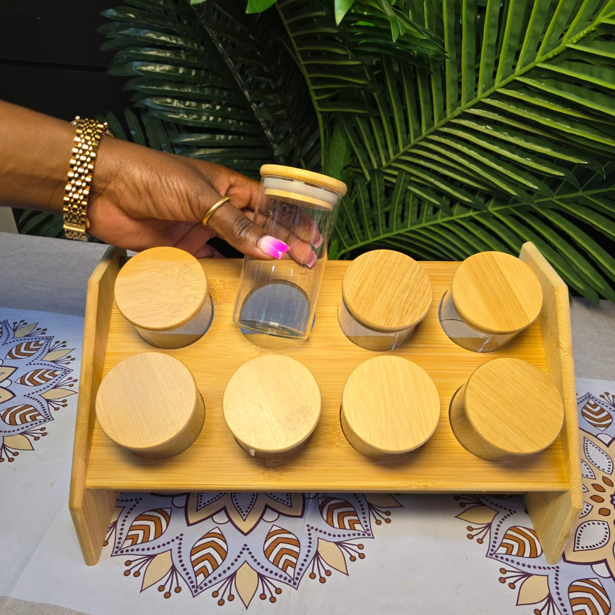 Spice jar set with Bamboo stand