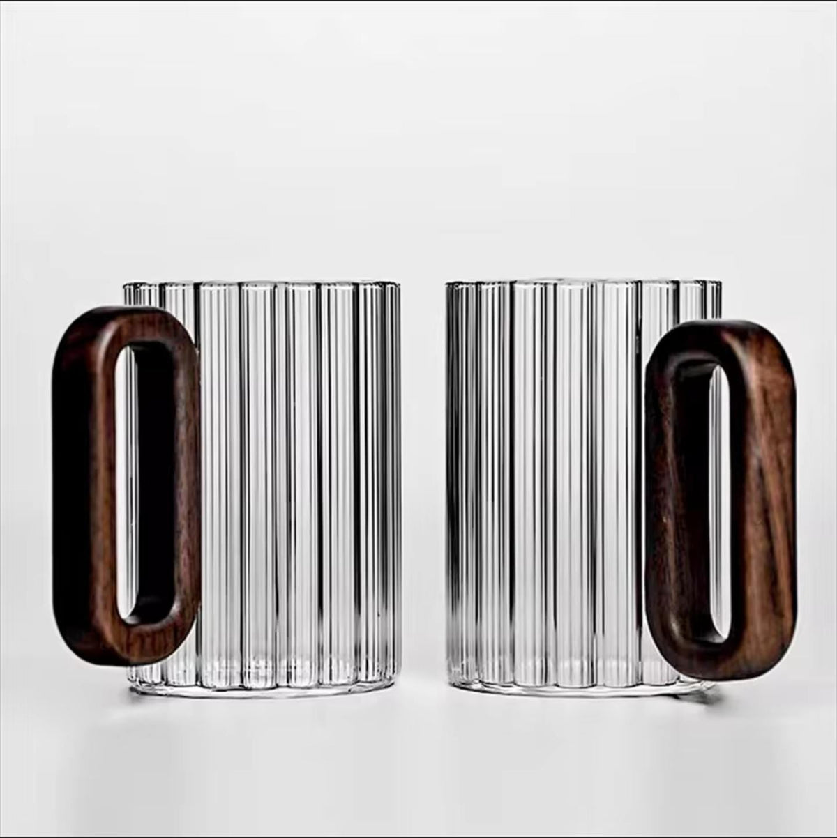 Borosilicate heat ribbed glass mugs