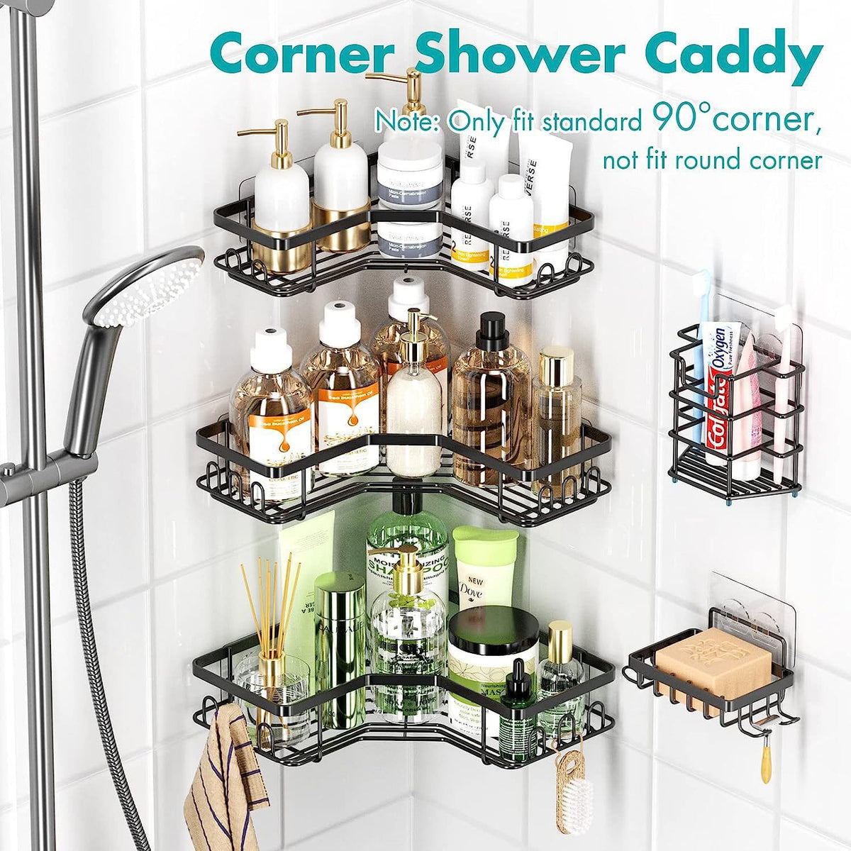 5 pcs set triangular shower caddy