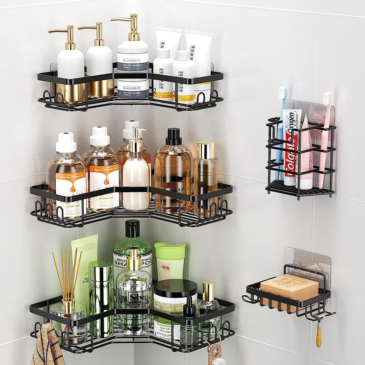 5 pcs set triangular shower caddy
