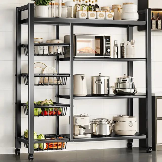 Kitchen rack with movable&amp;lockable wheels