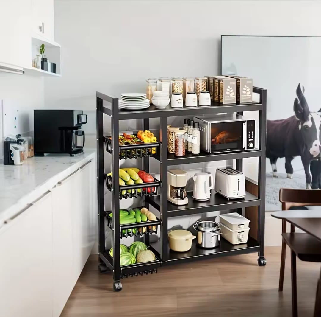 Kitchen rack with movable&amp;lockable wheels