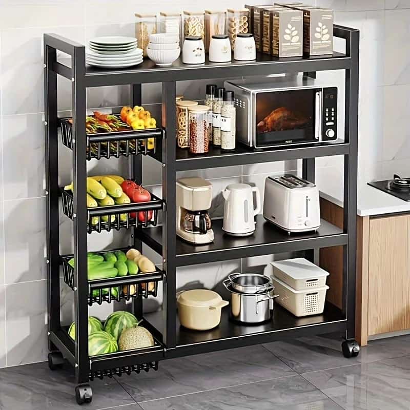 Kitchen rack with movable&amp;lockable wheels