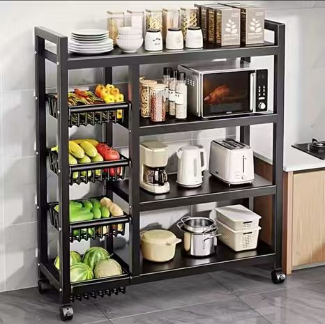 Kitchen rack with movable&amp;lockable wheels