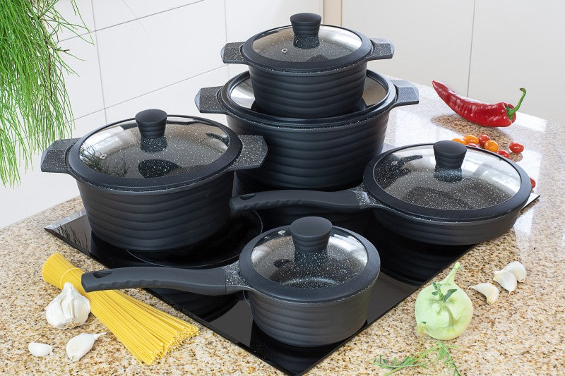 10 Pcs Edenberg Granite Cookware Set ceramic-marbled coat, non-stick coating, PFOA free Material: pressed aluminum