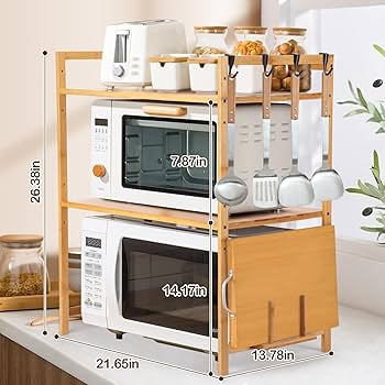 2 tier bamboo microwave stand