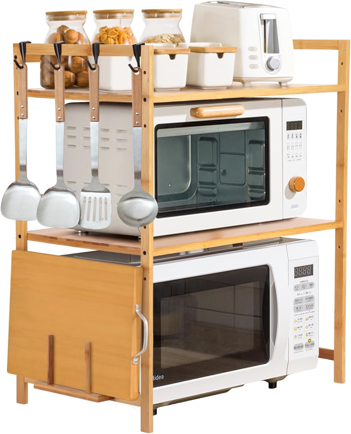 2 tier bamboo microwave stand