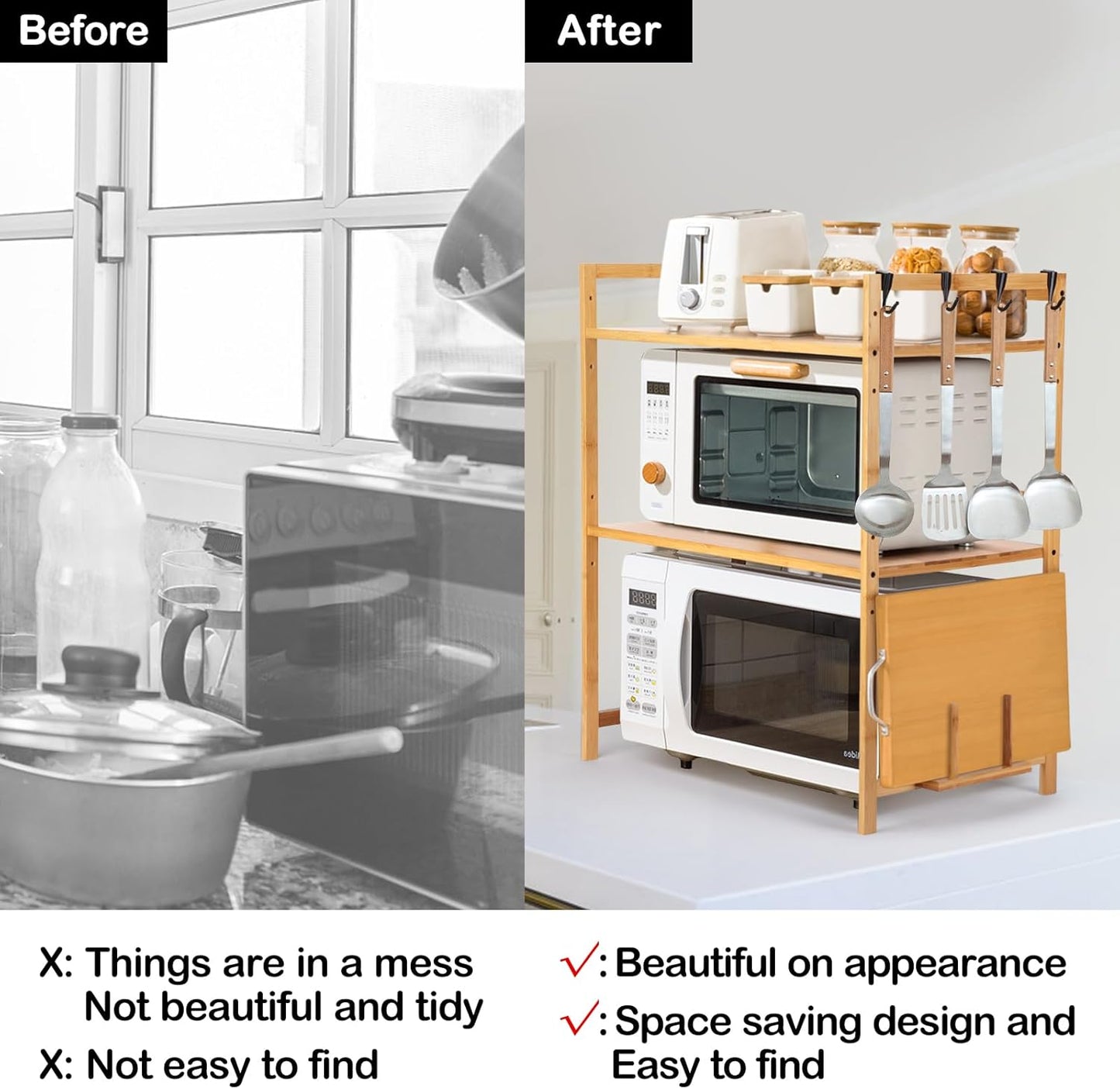 2 tier bamboo microwave stand