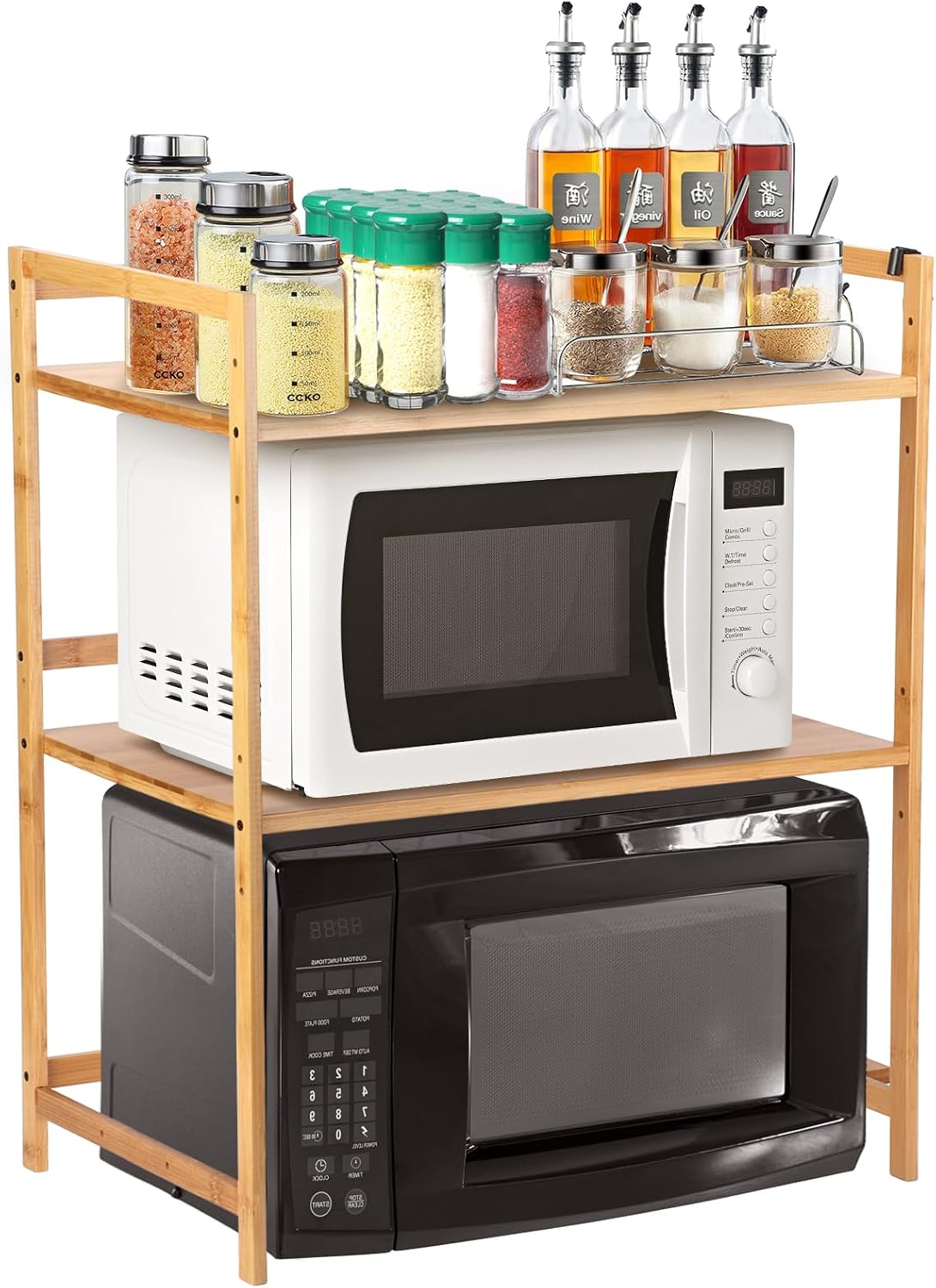 2 tier bamboo microwave stand