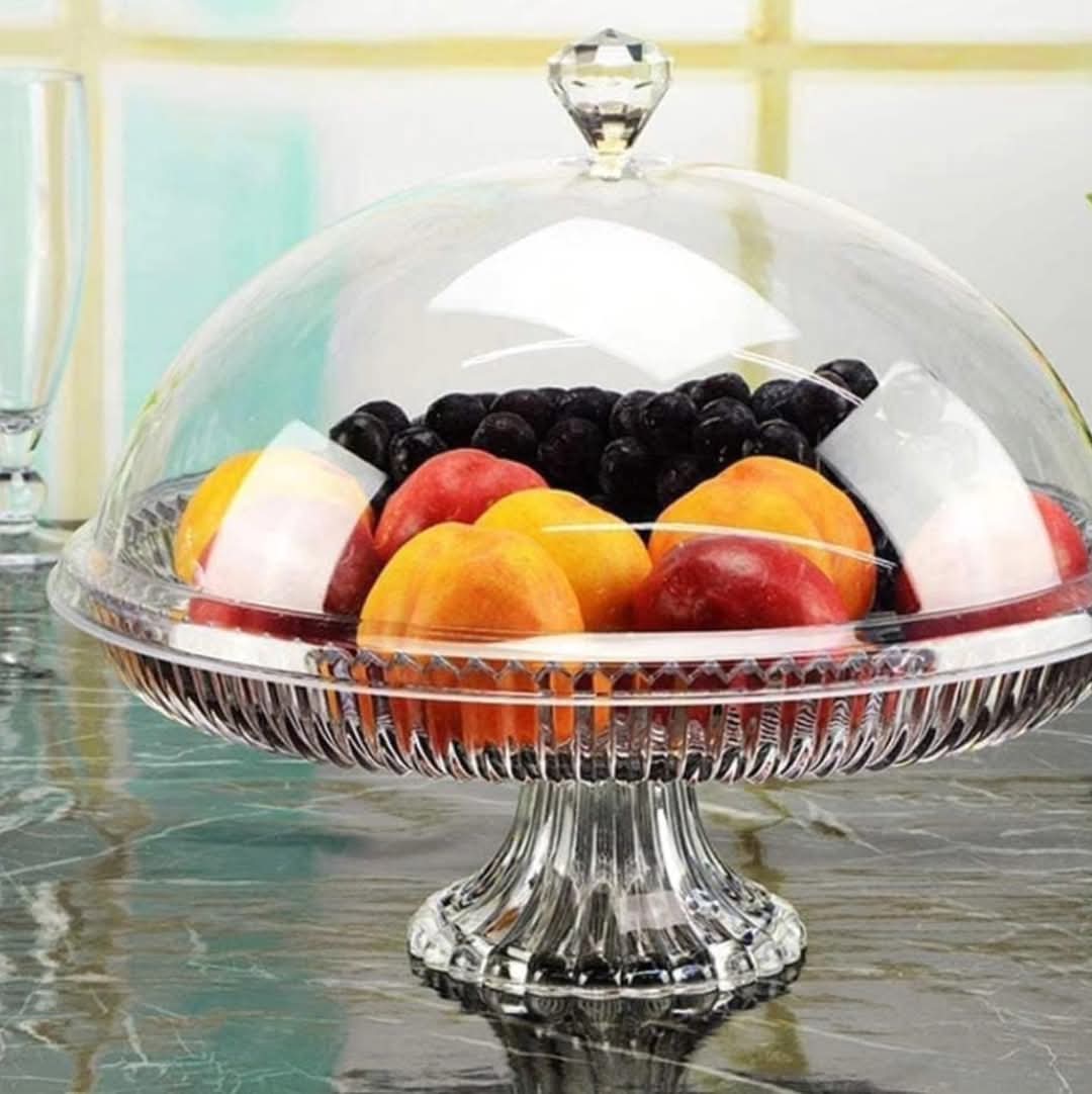 19x8.5cm Glass Base Acrylic Cover Household Snack Plate