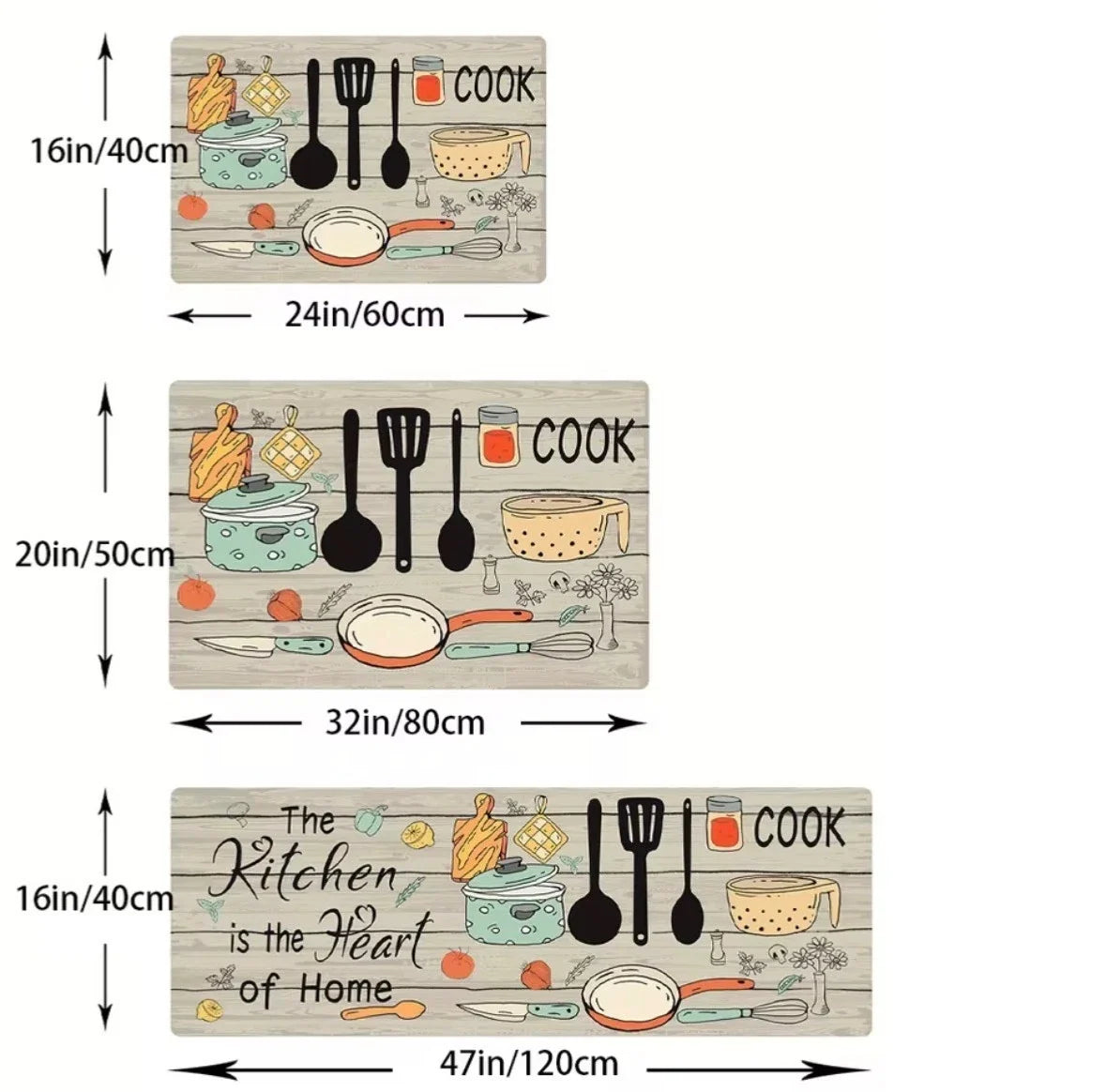 3 pcs kitchen mat