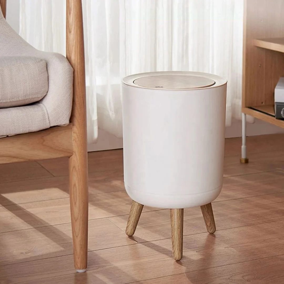 Round Intelligent Sensing Home Open Top Pressing Type 8L Large Capacity Storage Bucket with Legs