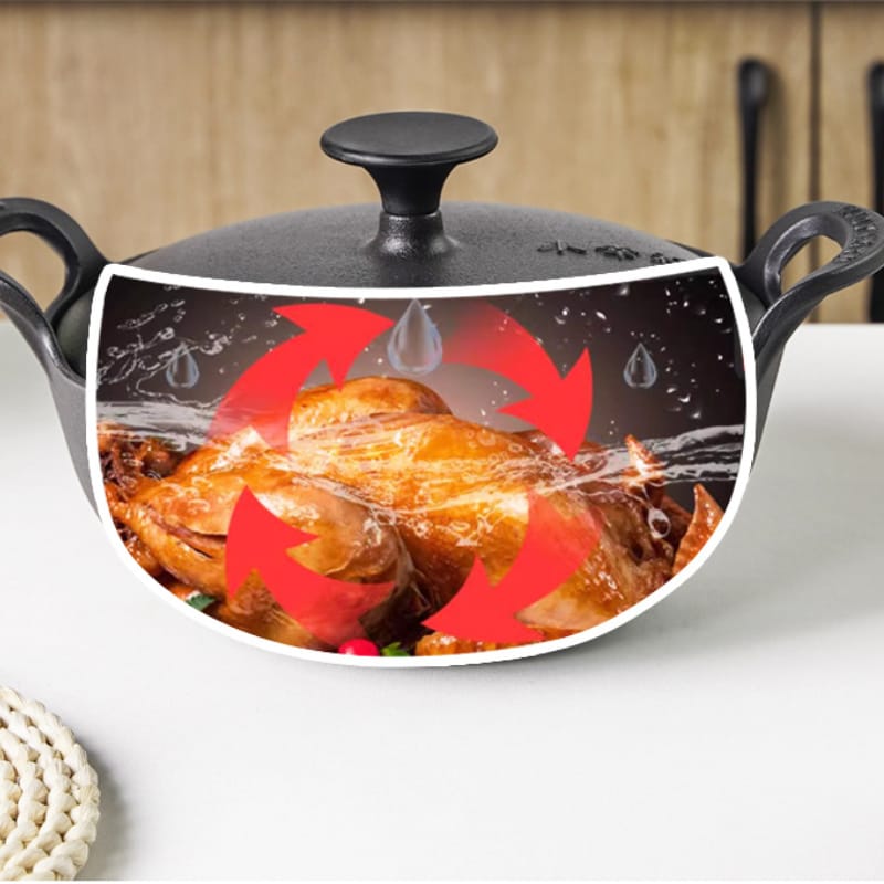 Pre-seasoned Pure Cast Iron Flat Bottom Wok with cast iron Lid