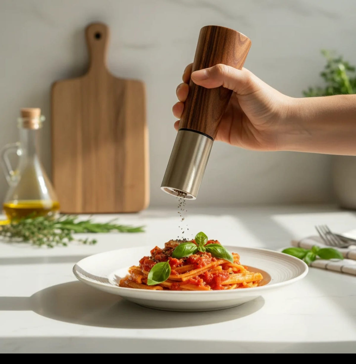 Elegant Bamboo Pepper & Salt grinder set for Seasoning and cooking.