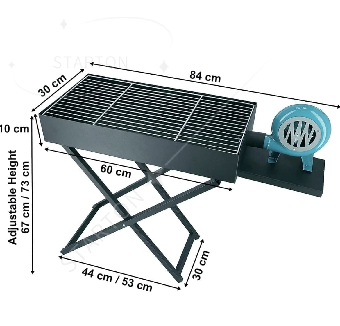 Outdoor Camping Folding Barbecue Grill with manual Air Blower