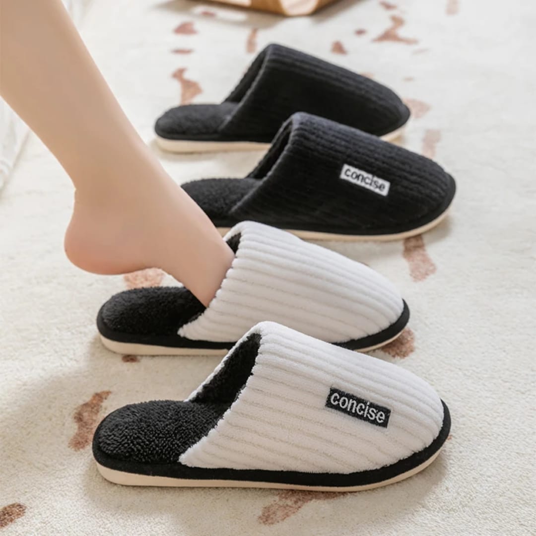 Fuzzy House Slippers Winter Warm Plush Indoor Non-slip Bedroom Slides Soft Comfort Fur Fluffy Cotton Shoes