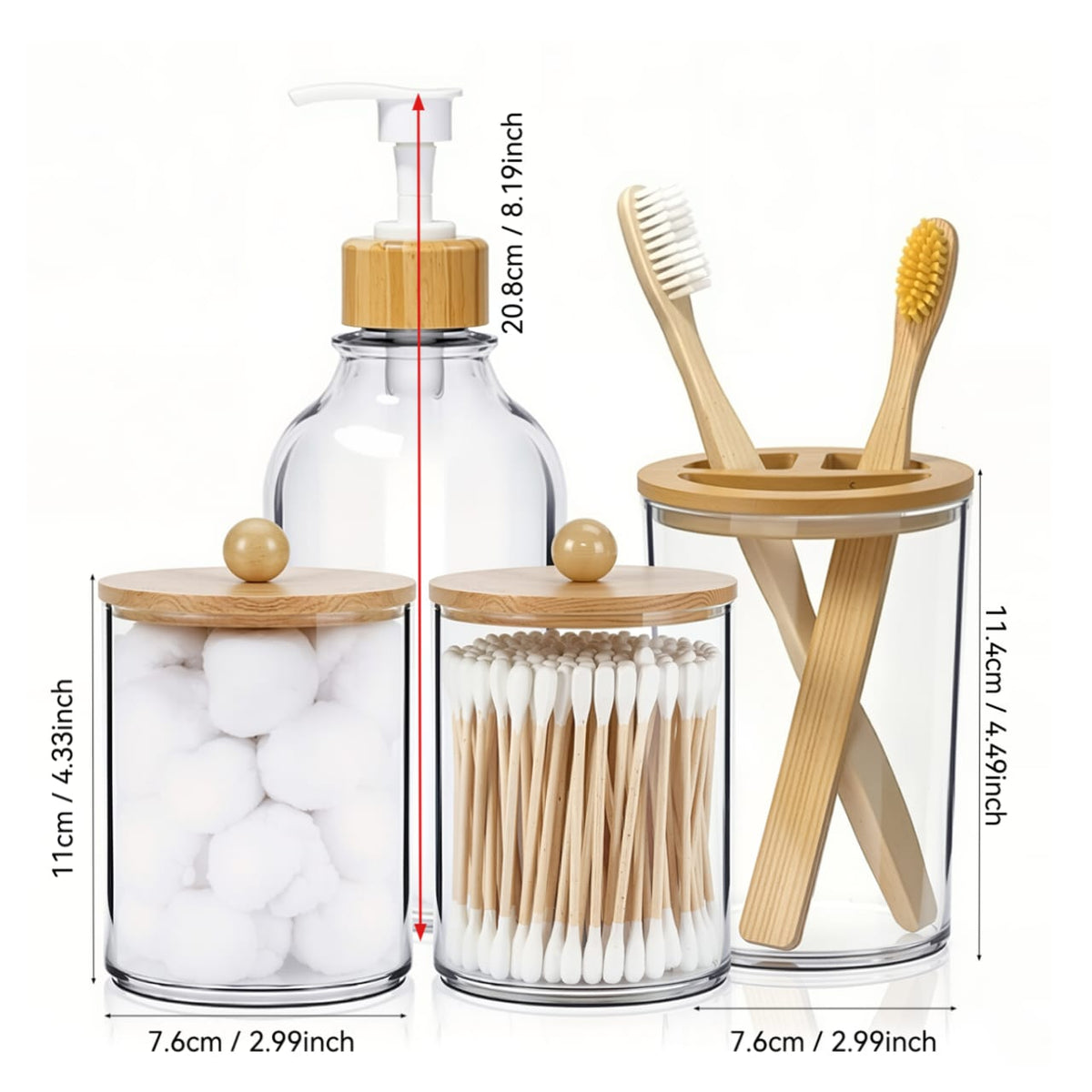 4pcs Bamboo Bathroom Accessories