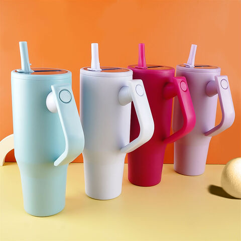New 1200ml double wall travel cup stainless steel tumbler, vacuum insulated leak proof rotatable handle straw lid mug, Stanley design tumbler