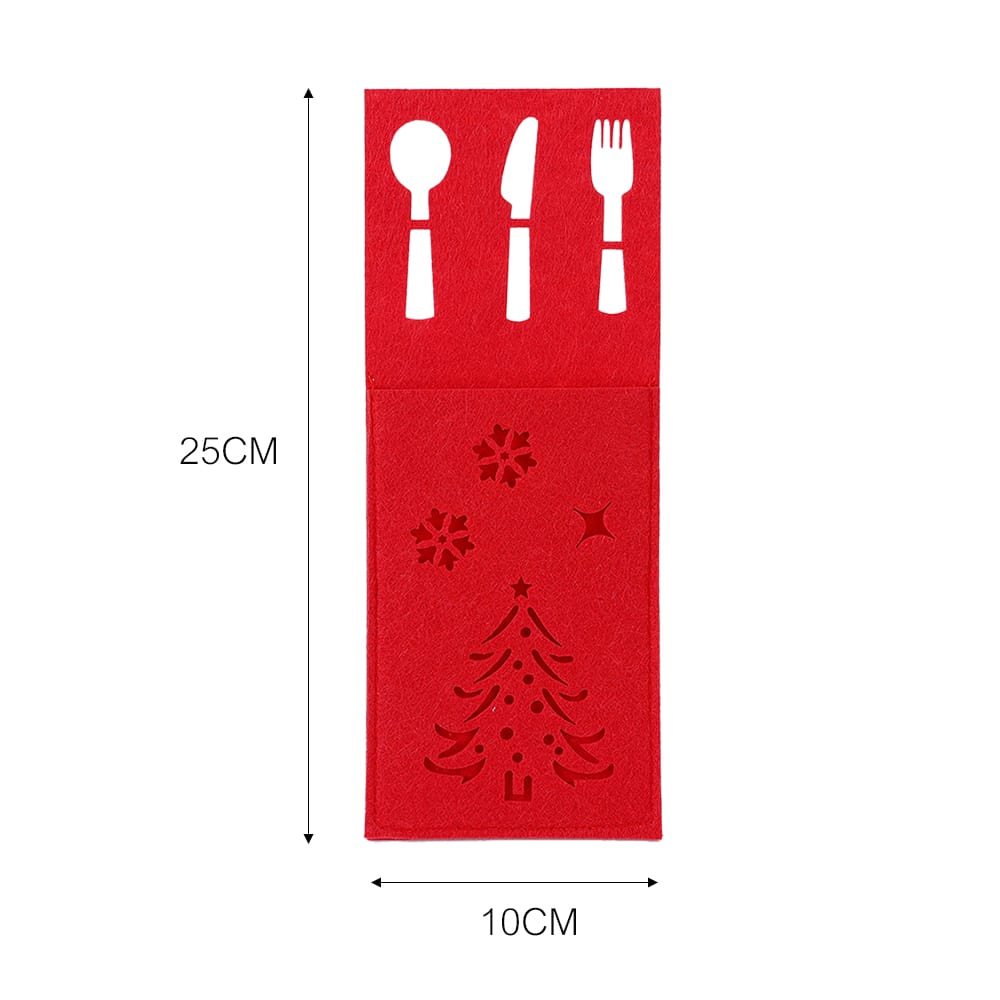 Xmas Cutlery Bag Tableware Fork Knife Storage Organizer Dinnerware Cover