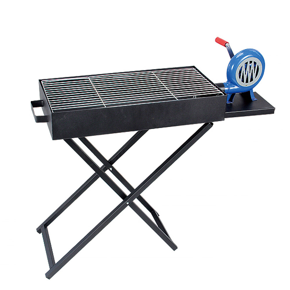 Outdoor Camping Folding Barbecue Grill with manual Air Blower