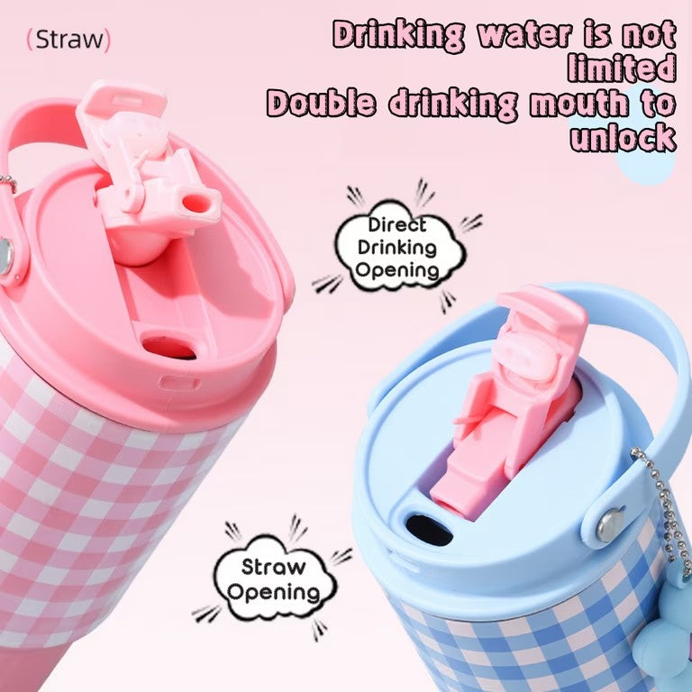 Stainless Steel checked Tumbler silicone handle 750ml