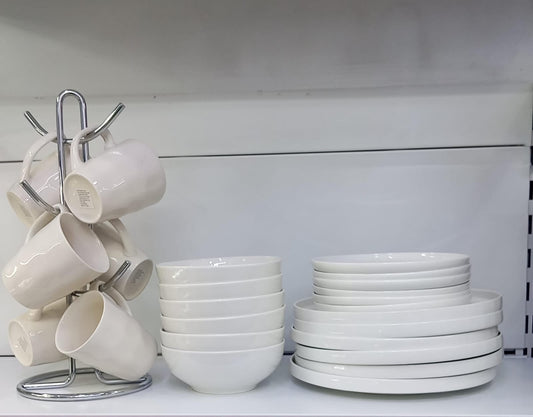 24pcs white themed dinner set