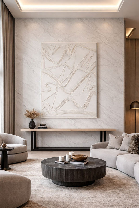 ✨Sculptural textured wall art featuring modern geometric patterns that create depth and visual interest.