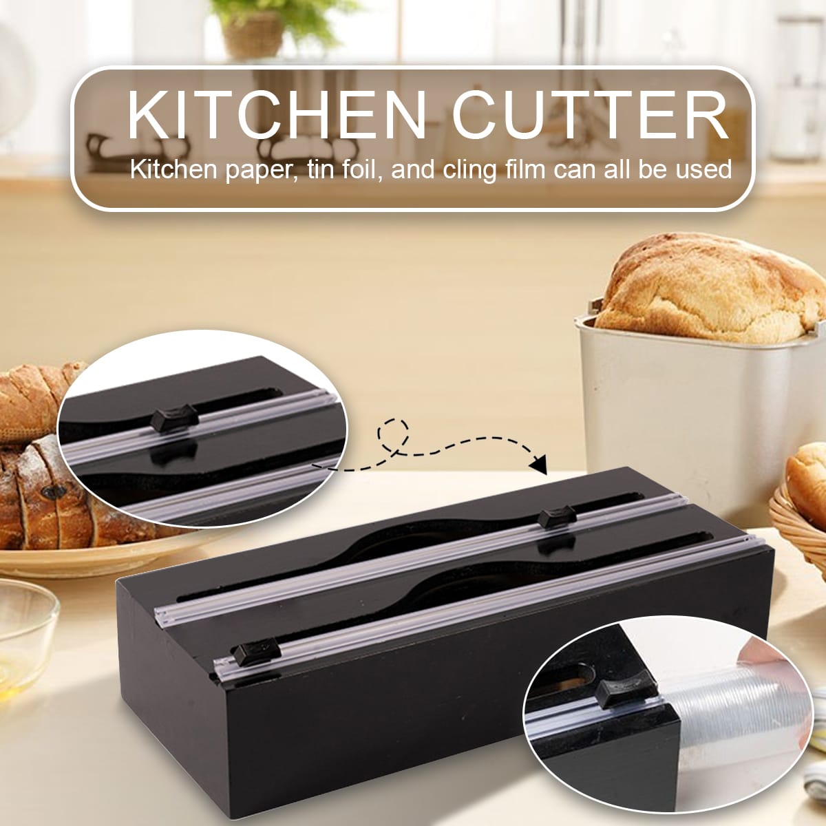 2in1 Bamboo wrap dispenser with cutter
