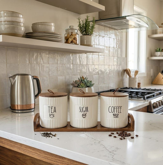 ✨Luxury 4-Piece Canister Set
(1 Tray + 3 Canisters