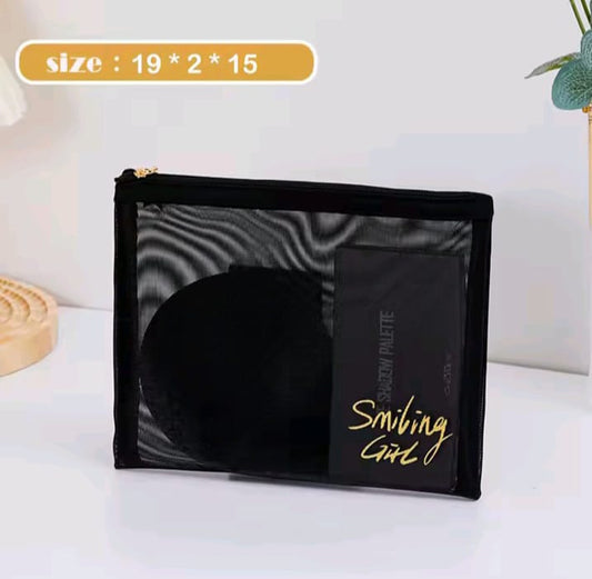 TRAVEL BLACK MESH COSMETIC BAGS