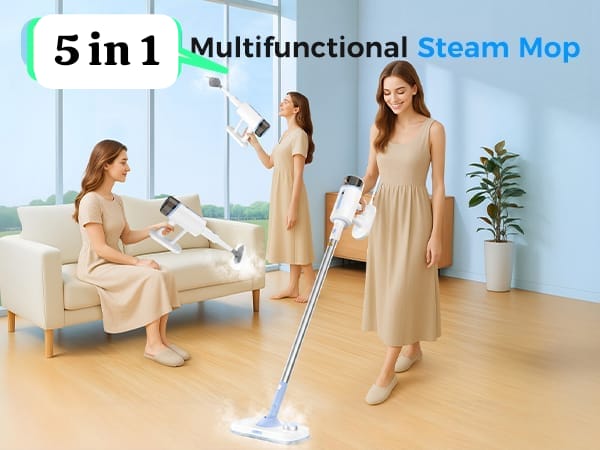 5 In 1 Floor Steamer With Detachable Handheld Steam Cleaner