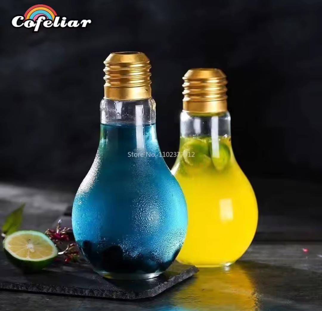 Glass Cups with Straw Light Bulb Shaped Drinking Glasses Novelty Cups Party Favors for Cocktails Beer Juice Beverage
