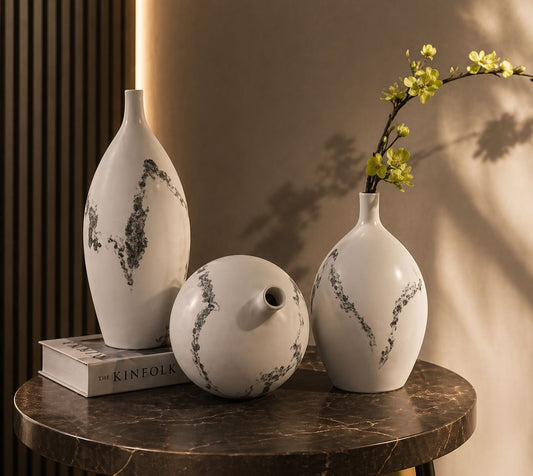 Small Neck Glossy Wave Vase Set (3pcs)