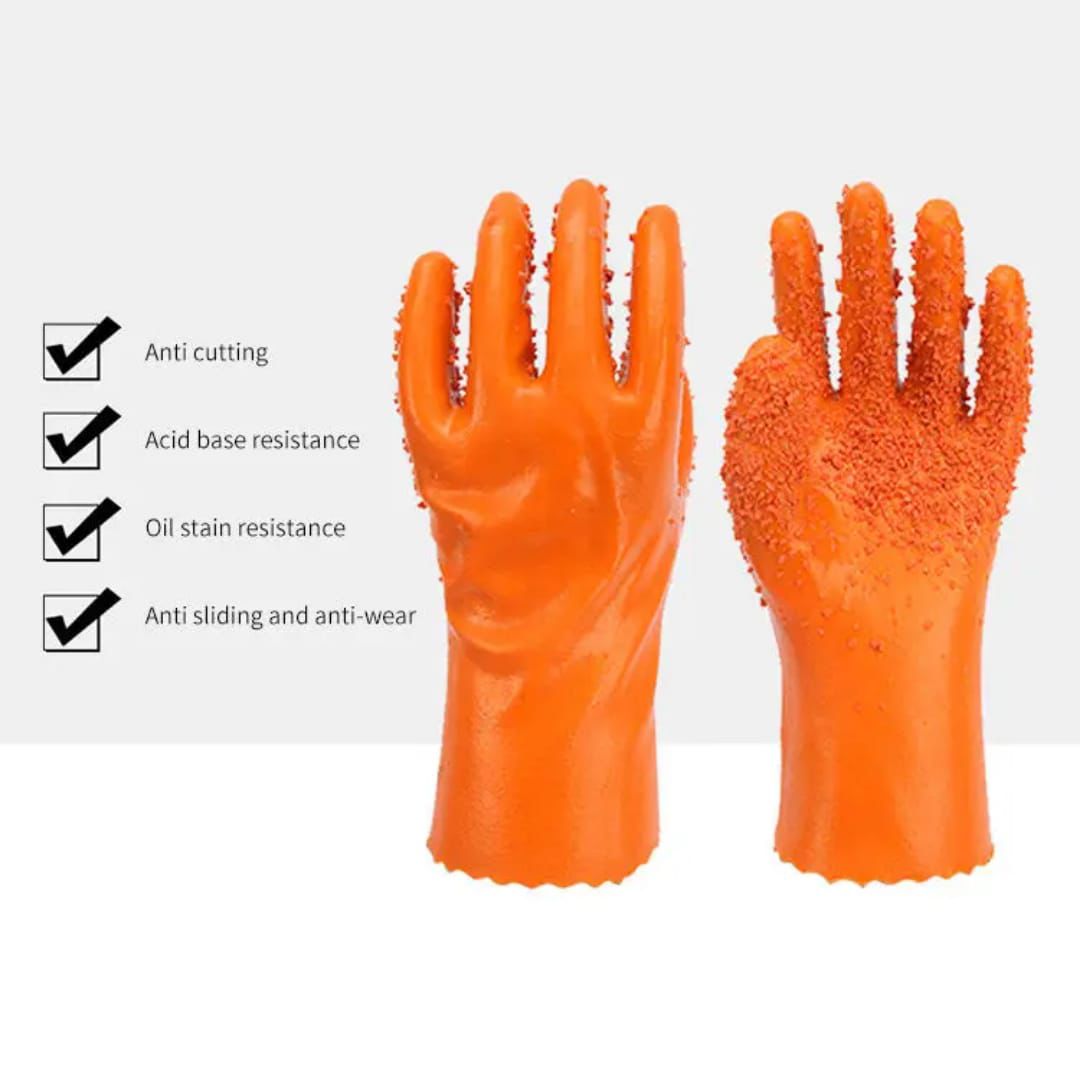 A pair of hard silicone latex studded gloves
