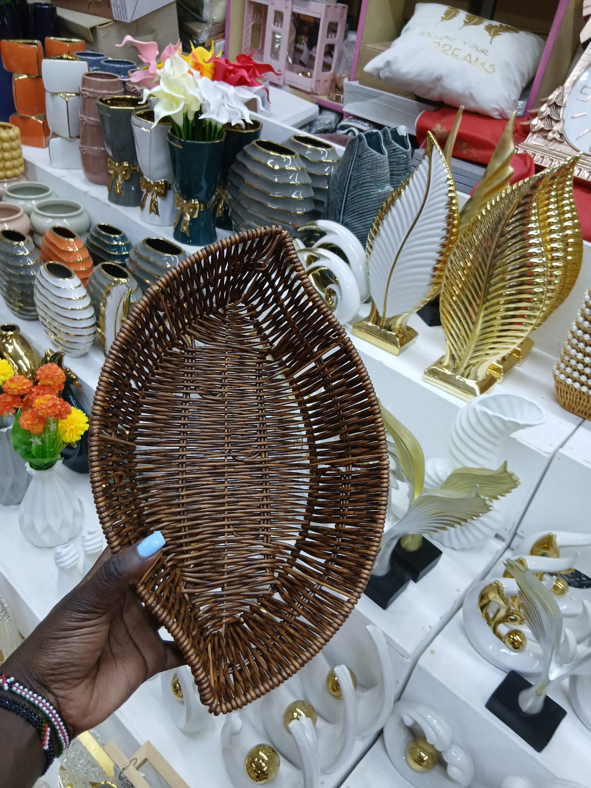 Oval Woven Rattan Serving Basket