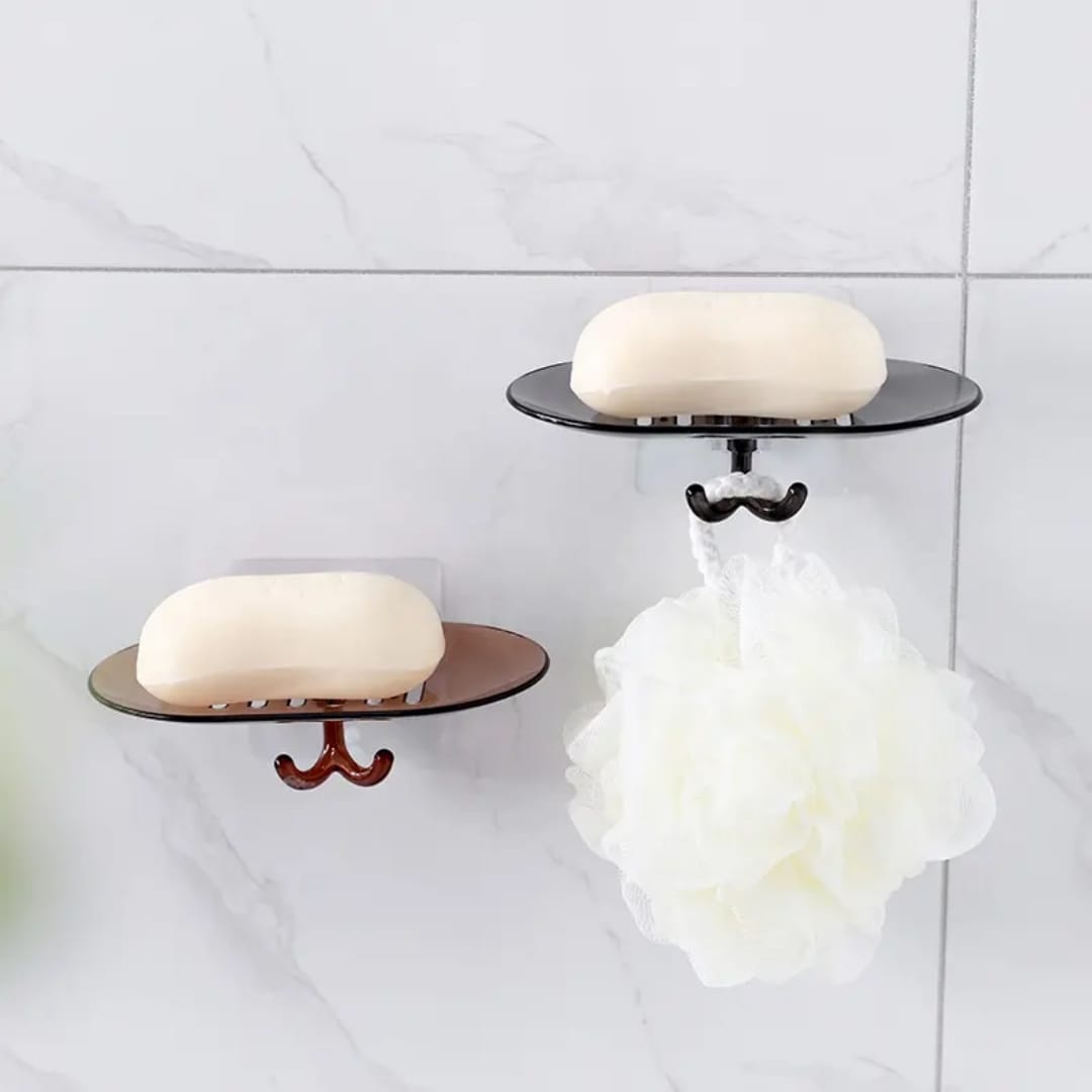 Acrylic Wall Soap Holder With Hooks.