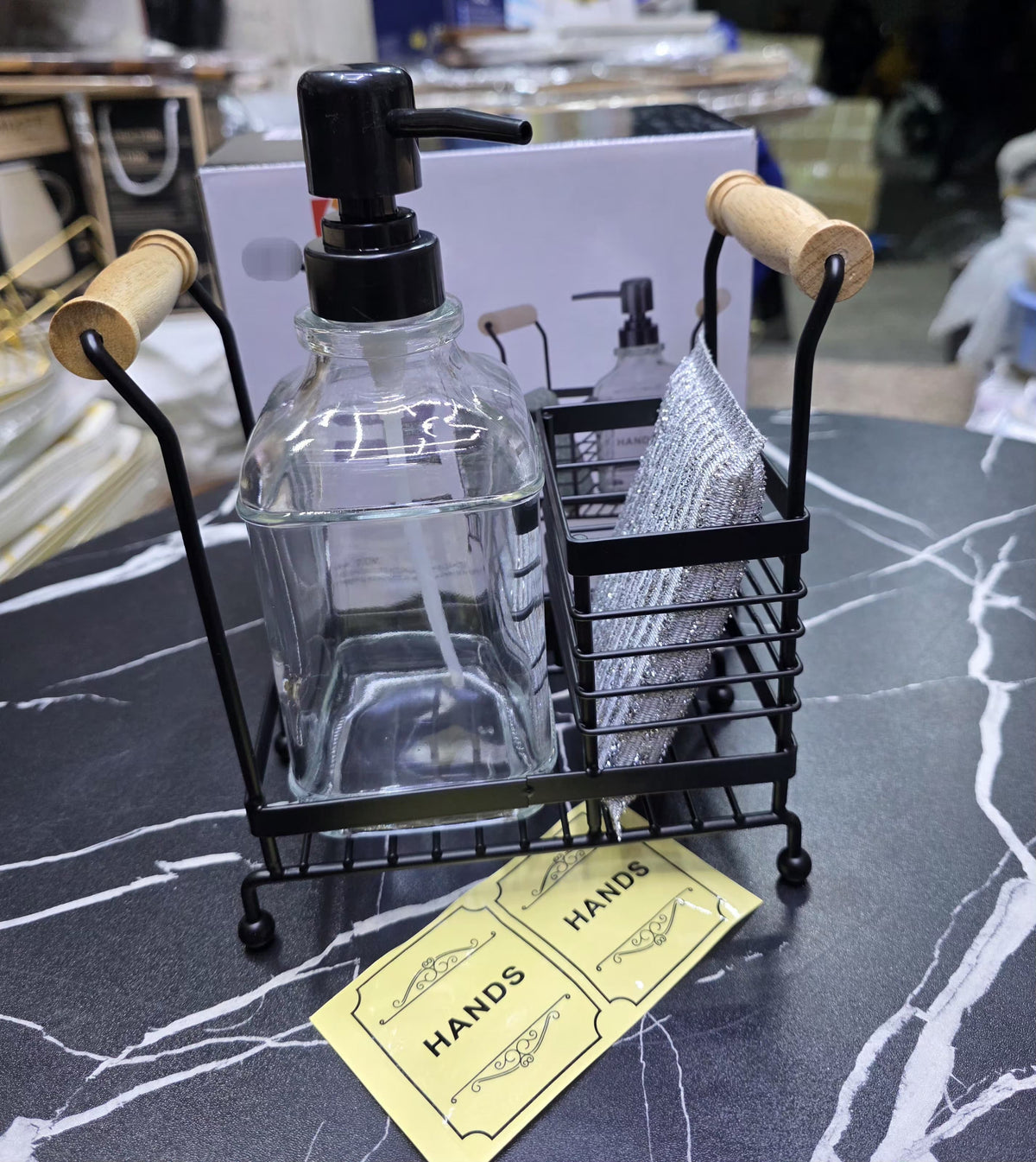 Glass Soap Dispenser with Stand.