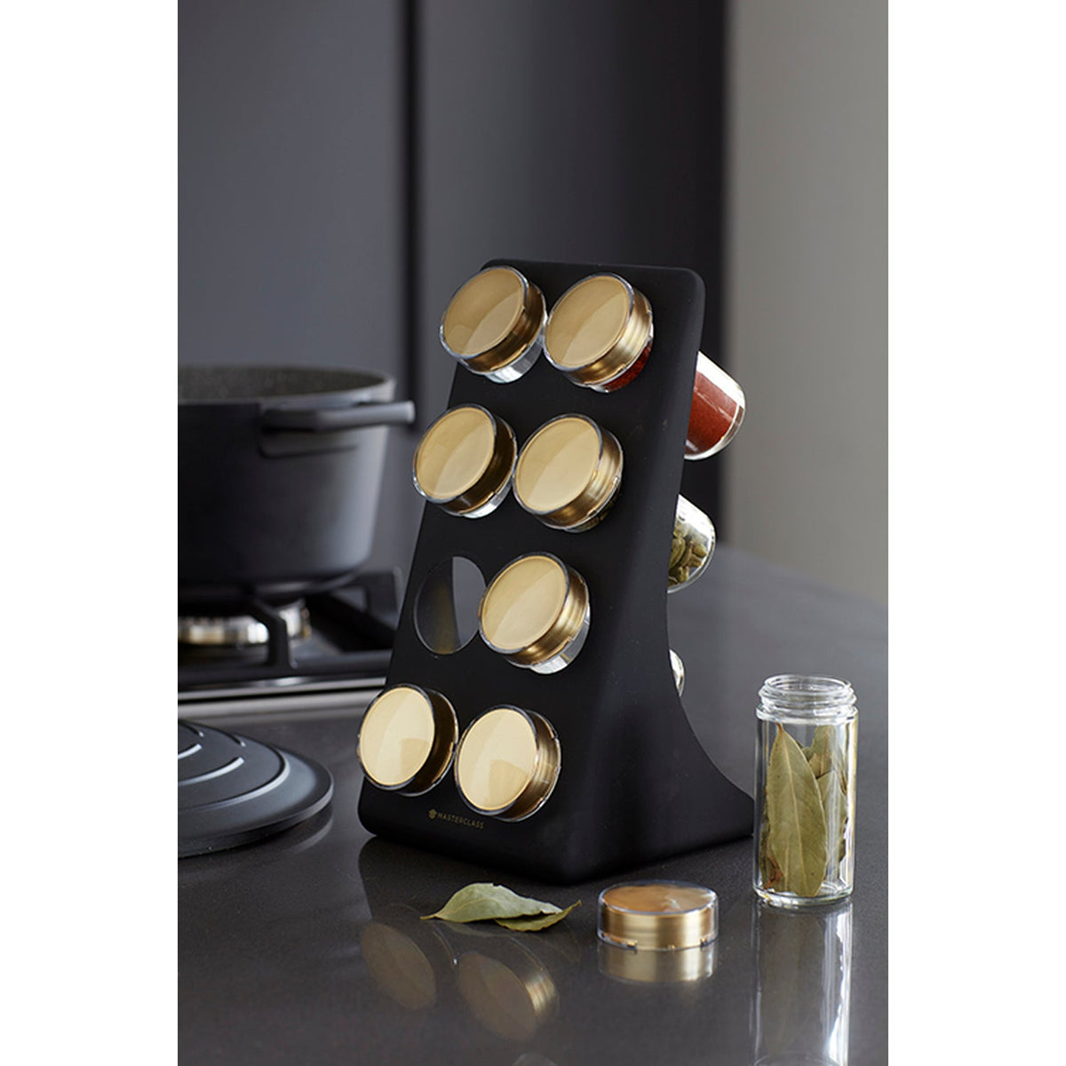 Black slanted spice rack set