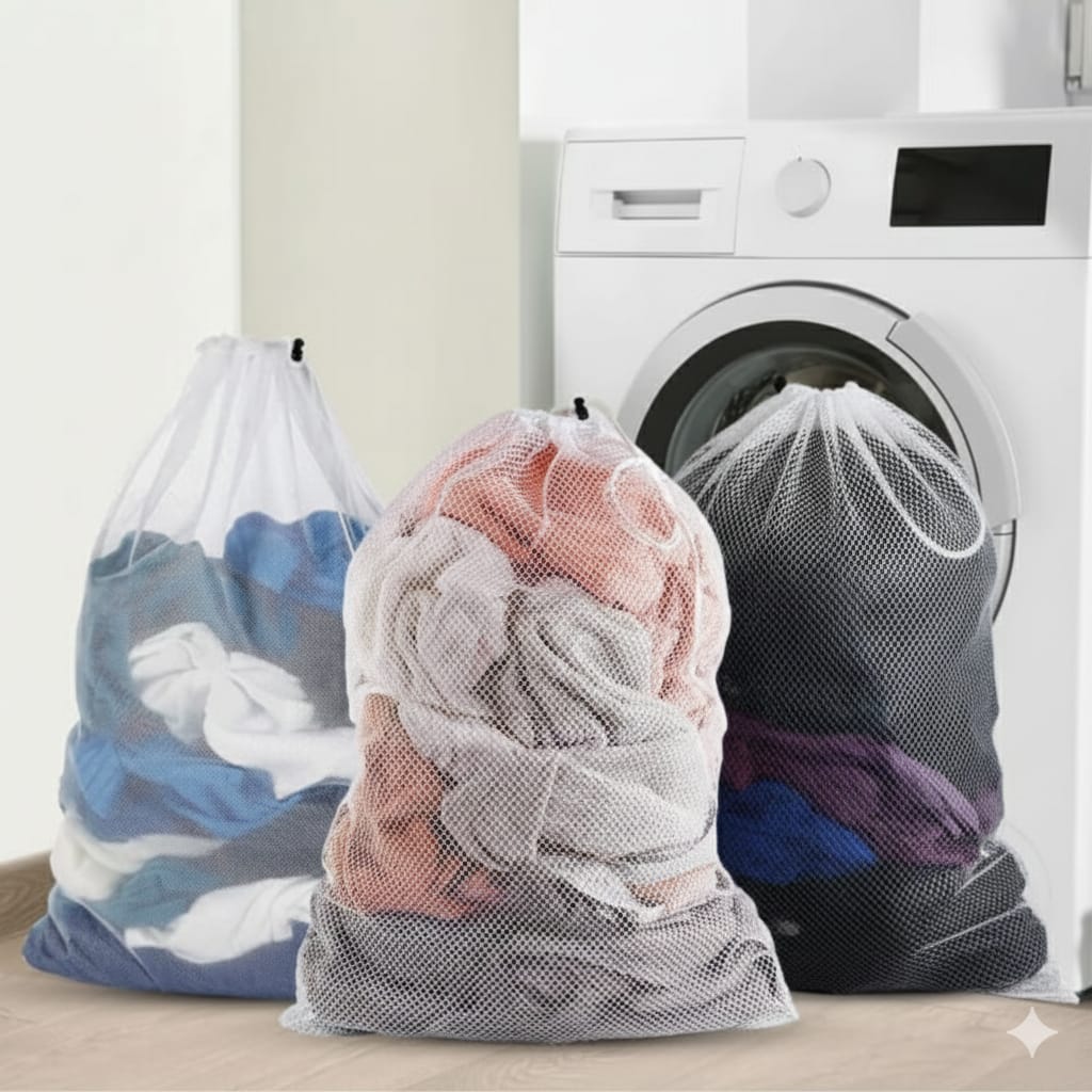 Large capacity 60*90cm 3Pieces Mesh Laundry Basket with Draw string