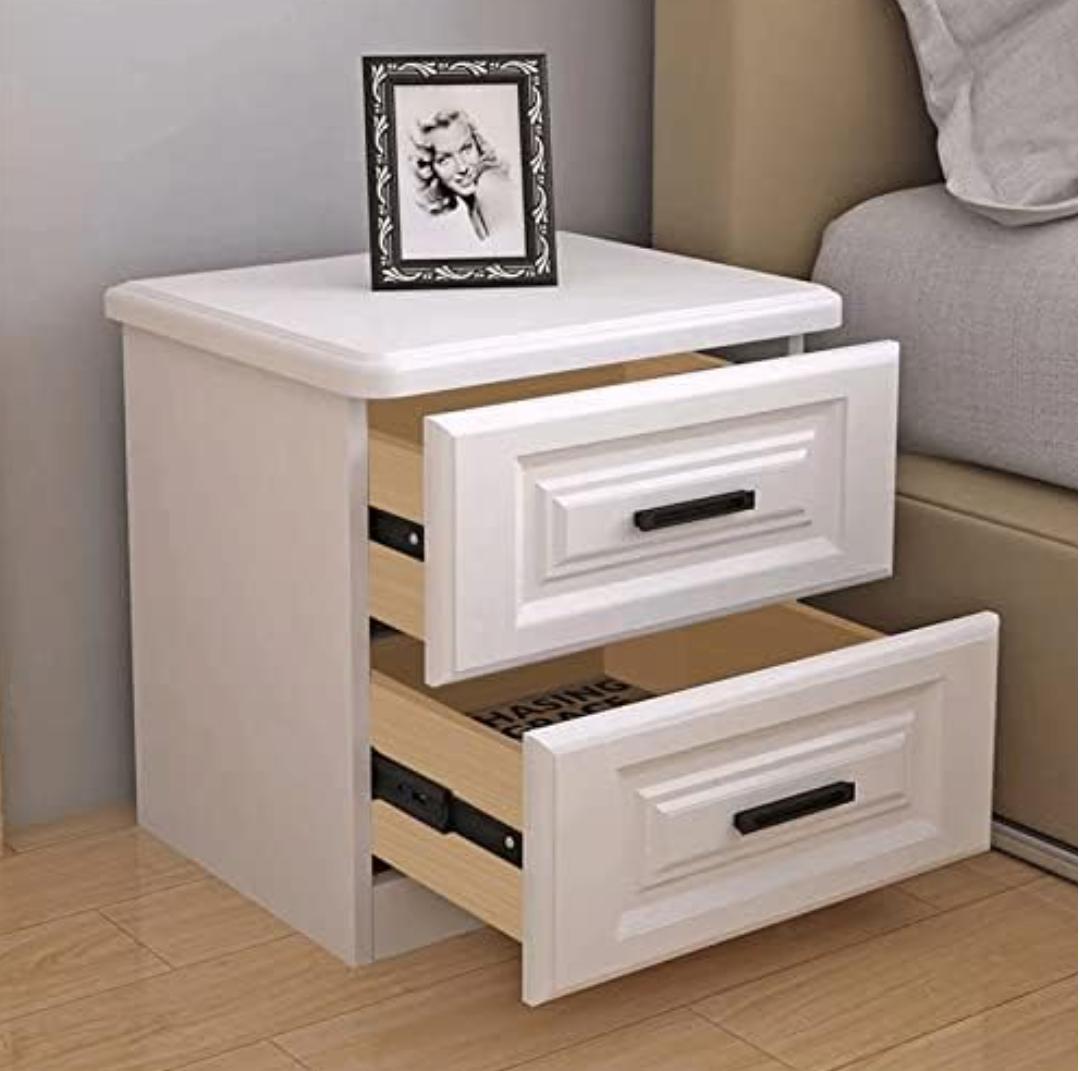 White Nightstand Wooden Bedside Table Bedroom Modern End Table Storage Cabinet Sofa Side Table Bedside Small Bedside Cabinet With 2 Drawers