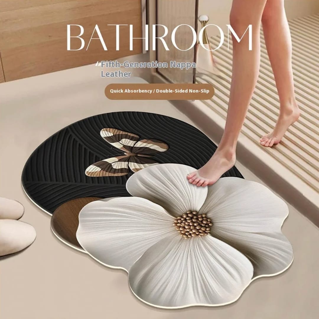Diatom Mud Bath Mat Soft Non-Slip Rug, Super Absorbent Quick-Dry Bathroom Carpet for Shower Toilet Floor Pad